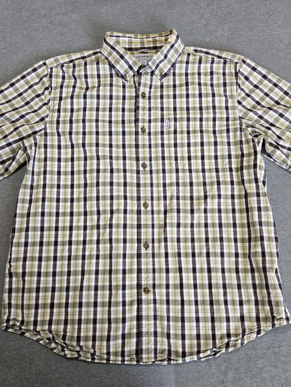 Carhartt Relaxed Fit Mens XL Plaid Button Down Short Sleeve Casual Shirt 101959
